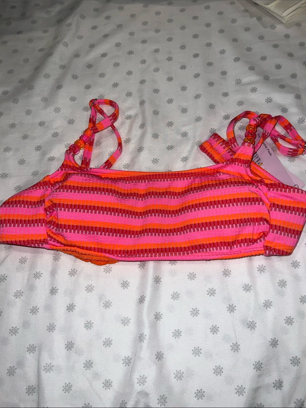 wild fable Pink and Orange Striped Bikini Top